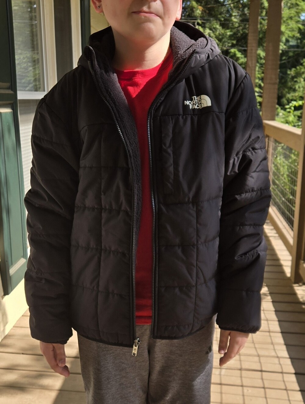 The North Face Reversible Charcoal Puffer Jacket - Picture 8 of 8